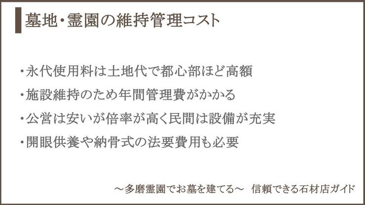 墓地・霊園の維持管理コストについての説明画像