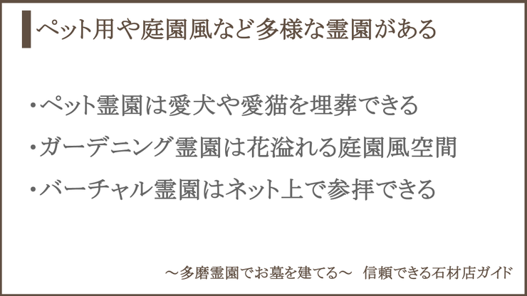 霊園の種類に関する説明画像