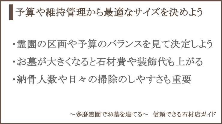 お墓のサイズの決め方に関する説明画像