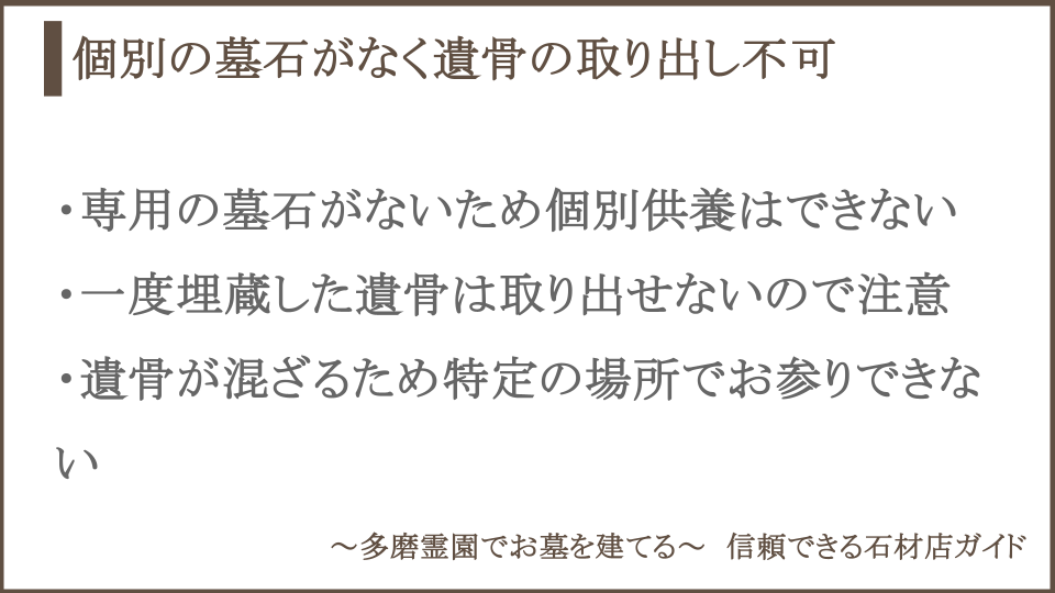 合葬埋蔵施設のデメリットについての説明画像