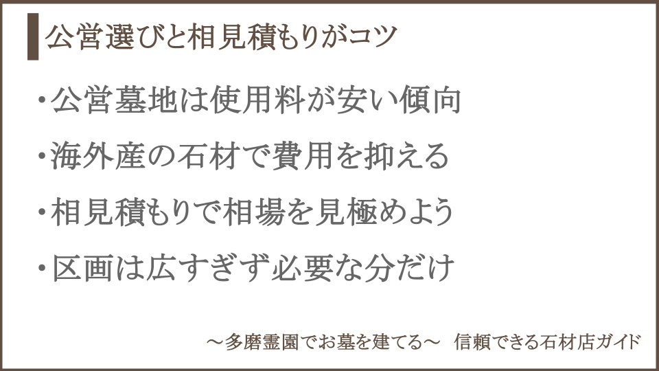 お墓の費用を抑える方法についての説明画像