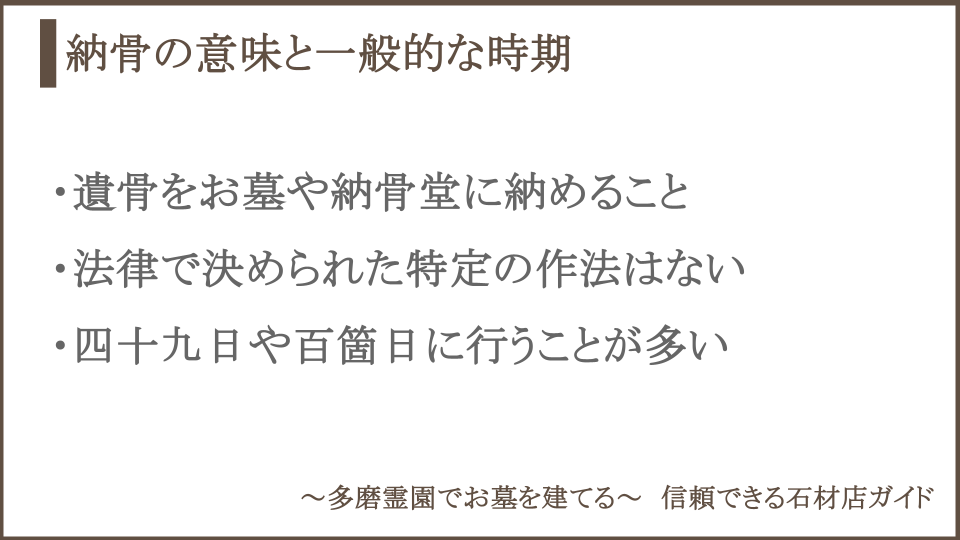 納骨の意味と一般的な時期についての説明画像